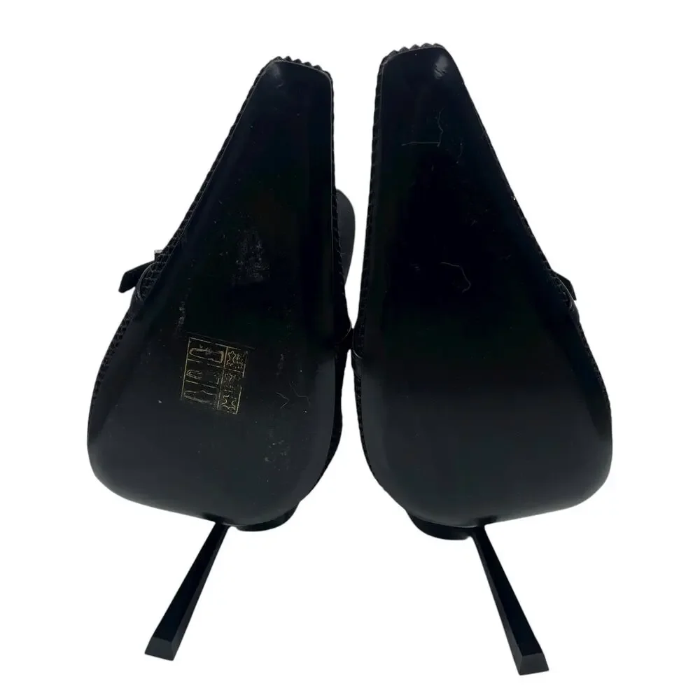 Saint Laurent Oxalis 115mm Mesh Pointed Toe Ankle Boots Black Size 37